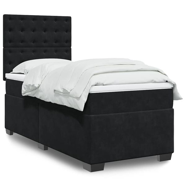 vidaXL Posteľný rám boxspring s matracom čierny 80x200 cm zamat
