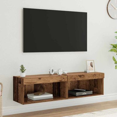 vidaXL Zostava TV skriniek s LED 2 pcs Staré drevo 60 x 30 x 30 cm