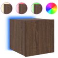 vidaXL TV nástenné skrinky s LED svetlami 2 ks hnedý dub 30,5x35x30 cm