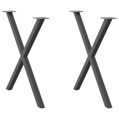vidaXL Nohy k jedálenskému stolu v tvare X, 2 ks, antracitové, 80 x (72-73) cm, oceľ