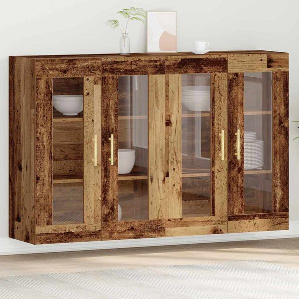 vidaXL Nástenné skrinky 2 pcs Staré drevo 69,5 x 34 x 90 cm