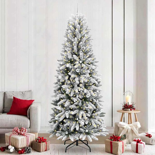 vidaXL Umelý vianočný stromček Biela 240 cm PVC a plast a oceľ a PE