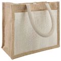 vidaXL Jutové tašky s vreckom 5 Prírodná a biela 26 x 22 x 14 cm