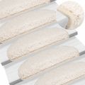 vidaXL Schodové rohože 15 ks 65x21x4 cm biele polkruhové veľké