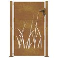 vidaXL Záhradná brána 100x125 cm, oceľ Corten, dizajn s trávou