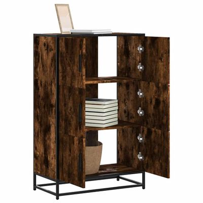 vidaXL Vysoká skrinka dymový dub 68x35x106,5 cm kompozitné drevo+kov