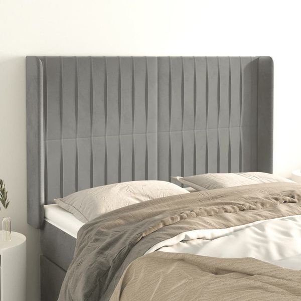 vidaXL Čelo postele so záhybmi bledosivé 147x16x118/128 cm zamat