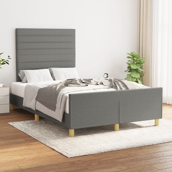 vidaXL Posteľ bez matraca tmavosivá 120x190 cm látka