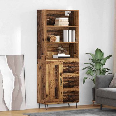 vidaXL Highboard so zásuvkou 2 pcs Staré drevo Kompozitné drevo