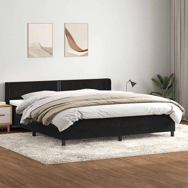 vidaXL Posteľný rám boxspring s matracom čierny 180x210 cm zamat