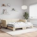 vidaXL Denná posteľ s rozkladacou posteľou krémová 100x200 cm látka