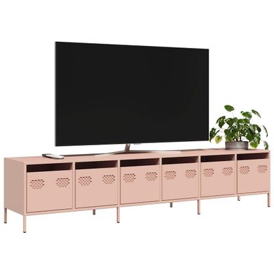 vidaXL TV skrinka ružová 202x39x43,5 cm oceľ valcovaná za studena