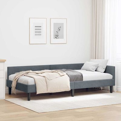 vidaXL Rohový rám postele Tmavo šedá 100 cm x 200 cm Zamat