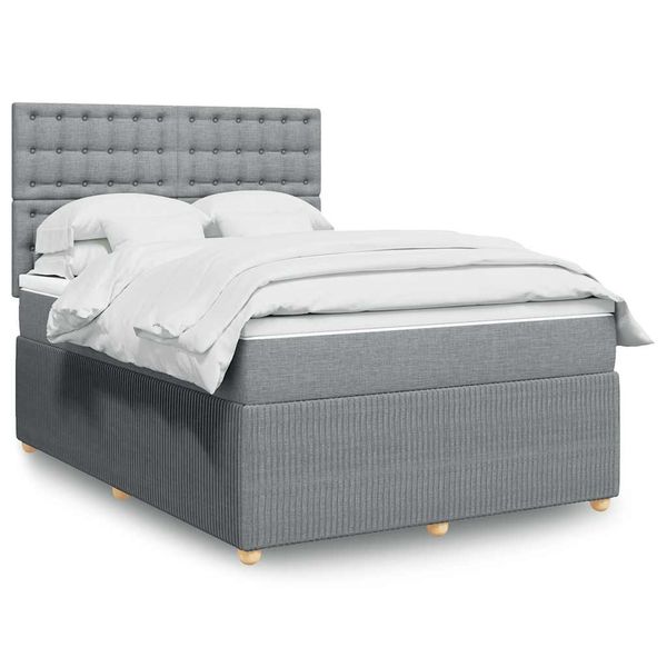 vidaXL Boxspring posteľ s matracom bledosivý 140x190 cm látka