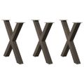 vidaXL Nohy k jedálenskému stolu v tvare X, 3 ks, prírodná oceľ, 80 x (72-73) cm, oceľ