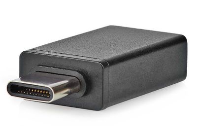 NEDIS USB-C adaptér/ USB 3.2 Gen 1/ zástrčka USB-C/ zásuvka USB-A/ 5 Gbps/ OTG/ okrúhly/ poniklovaný/ čierny/ blister Redukcia, adaptér, zástrčka USB-C, zásuvka USB, rozhranie USB 3.0, čierna