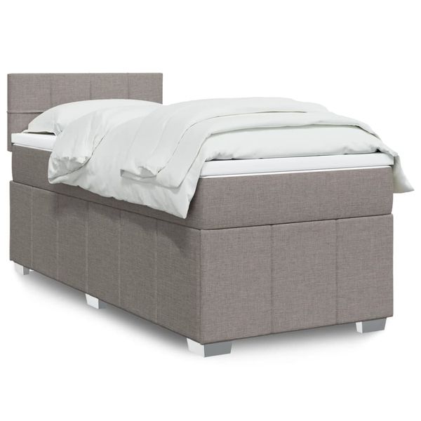 vidaXL Posteľný rám boxsping s matracom sivohnedý 90x200 cm látka