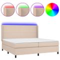 vidaXL Boxspring posteľ matrac a LED kapučínová 200x200 cm umelá koža