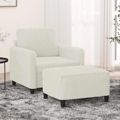 vidaXL Kreslo s podnožkou krémové 60 cm zamat