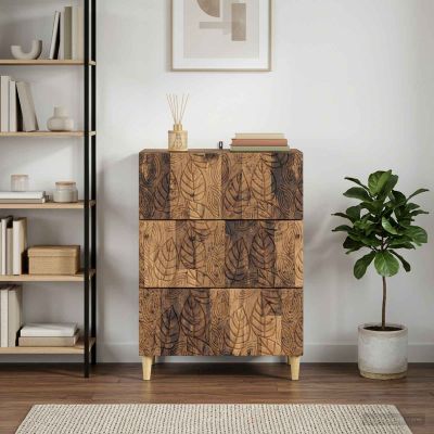 vidaXL Zásuvkový kabinet Staré drevo 66 x 34,5 x 90 cm