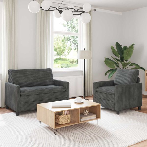 vidaXL Sada pohoviek 2 pcs Svetlosivá Polyester