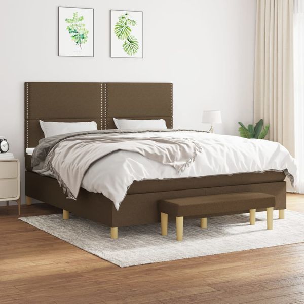 vidaXL Boxspring posteľ s matracom tmavohnedá 180x200 cm látka