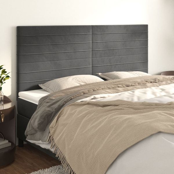 vidaXL Čelo postele tmavosivé 160x5x118/128 cm zamatové
