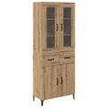 vidaXL Highboard Remeselný dub 69,5 x 34 x 180 cm Kompozitné drevo
