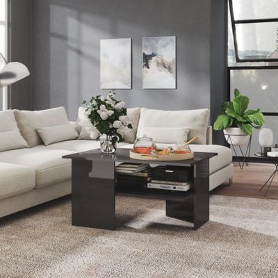 vidaXL Konferenčný stolík, lesklý sivý 90x60x46,5 cm, kompozitné drevo