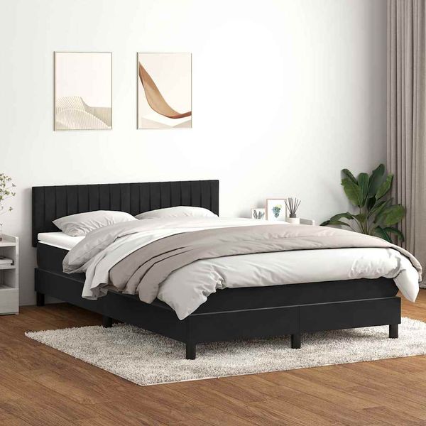 vidaXL Posteľný rám boxspring s matracom a LED čierny 140x210 cm zamat
