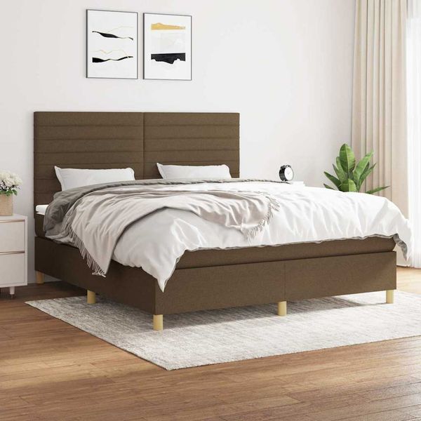 vidaXL Boxspring posteľ s matracom tmavohnedá 180x200 cm látka