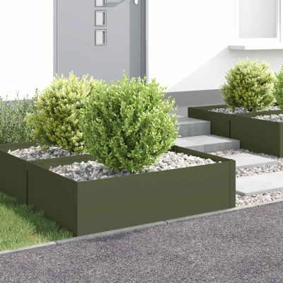 vidaXL Obrubník trávnika 4 ks 100 x 60 x 35 cm Oceľ Olivovo zelená