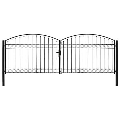 vidaXL Plotová brána ASSEN s dvojitými dverami a klenutým vrchom, oceľ 400x125 cm