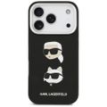 Puzdro Karl Lagerfeld FW Grained Karl & Choupette Heads Pins & Logo pre iPhone 17 Pro čierna