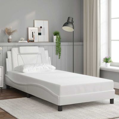 vidaXL Rám postele Viana bez matraca biely 100x200 cm umelá koža