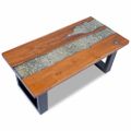 vidaXL Konferenčný stolík z teakového dreva a živice, 100 x 50 cm