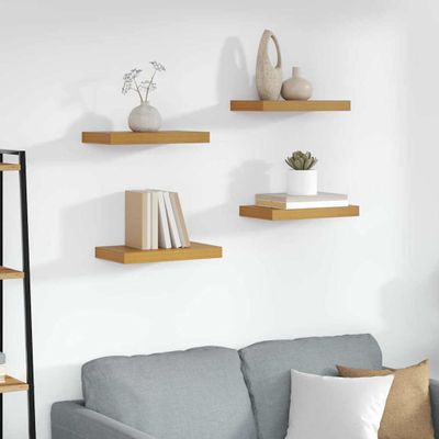 vidaXL Stenná polica 4 pcs Béžová 40 x 23,5 x 4 cm Kompozitné drevo