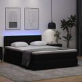 vidaXL Postel s úložným prostorem a LED svetlom Čierna 140 x 190 cm