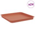 vidaXL Štvorcový kvetinový podnos 24 ks Tehlovo červená Plast