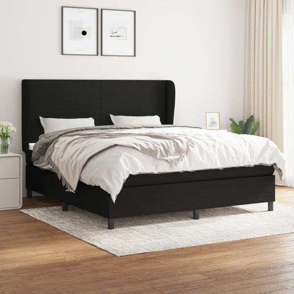 vidaXL Posteľný rám boxspring s matracom čierny 160x200 cm látka