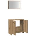 VidaXL Kúpeľňová skrinka so zrkadlom Artisan z dubového dreva