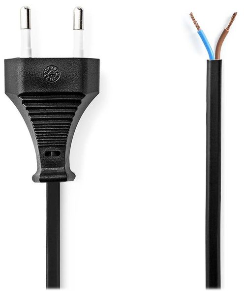 Nedis CEGL11700BK30 - Napájecí Kabel | Euro Zástrčka – Open | 3 m | Černá Kabel, napájecí, zástrcka Euro na neuzemnený otevrený kabel, 3m, cerný