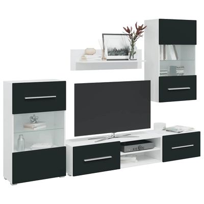 vidaXL 5-dielne TV skrinky s LED osvetlením, matné indigo, imitácia dreva