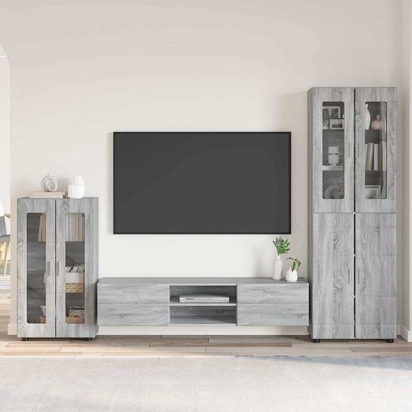 vidaXL Zostava TV skriniek FLORIN 3 pcs Sivý Sonoma Kompozitné drevo