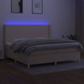 vidaXL Posteľ boxsping s matracom a LED krémová 200x200 cm látka