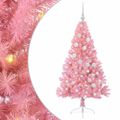 vidaXL Umelý predsvietený vianočný stromček Ružová 120 cm PVC