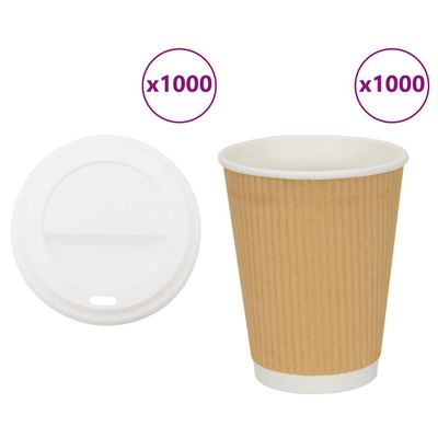 vidaXL papierové šálky na kávu s viečkom 1000 ks 16oz 400ml