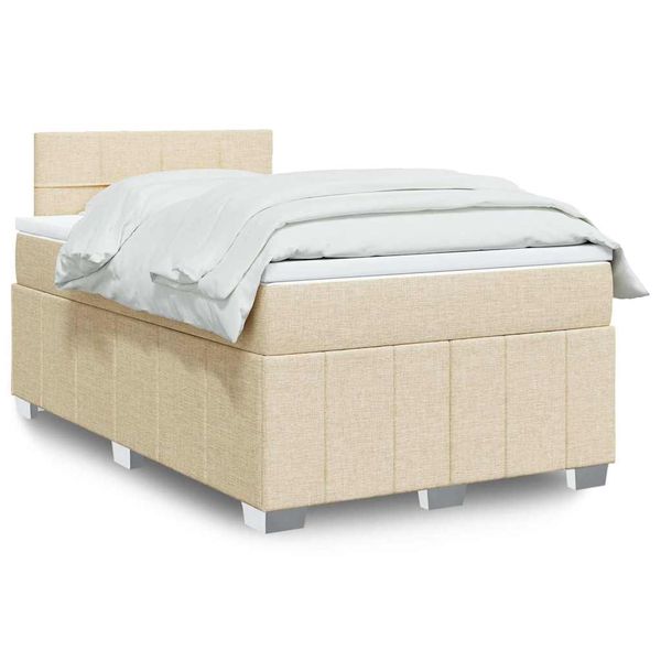 vidaXL Boxspring posteľ s matracom krémový 120x200 cm látka
