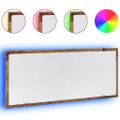 vidaXL Kúpeľňové zrkadlo s LED staré drevo 100x8,5x37 cm