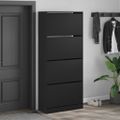 vidaXL Botník so 4 výklopnými zásuvkami čierny 80x34x187,5 cm